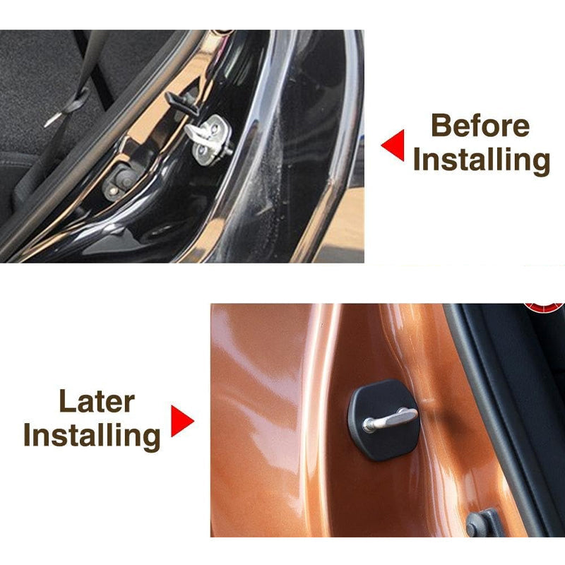 Close-up of flexible silicone car door lock covers for auto exterior upgrade