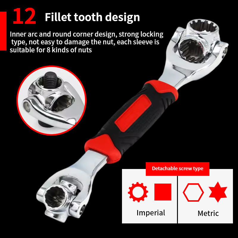 Universal Socket Spanner Wrench being used to loosen a rusted bolt, ideal for tough mechanic jobs