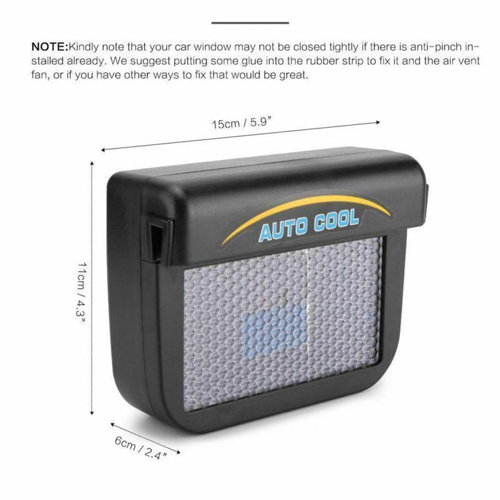 Close-up of solar panel on automotive vent fan, car accessory for vehicle cooling