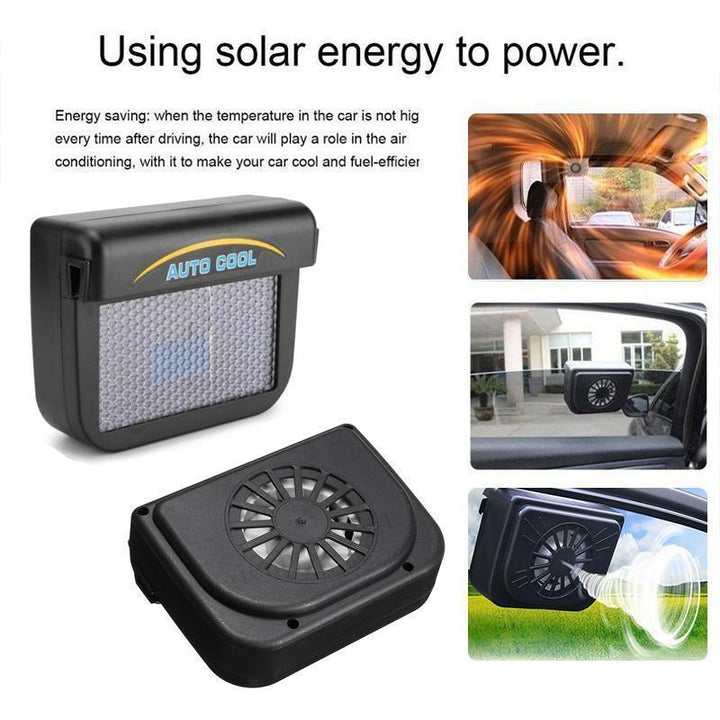 Universal car vent fan with solar power, designed for efficient vehicle cooling and air circulation