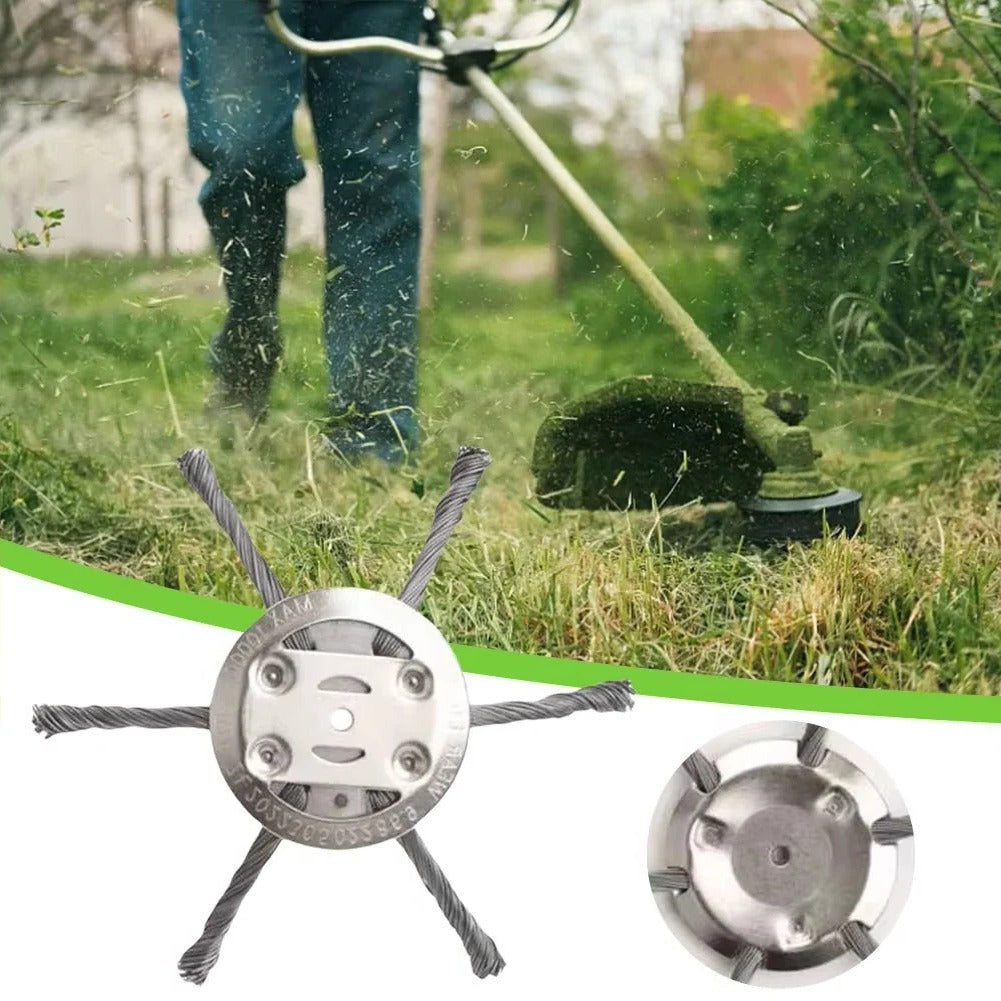 Heavy-duty steel wire trimmer head for effective weed cutting, lawn care & outdoor cleanup tasks.