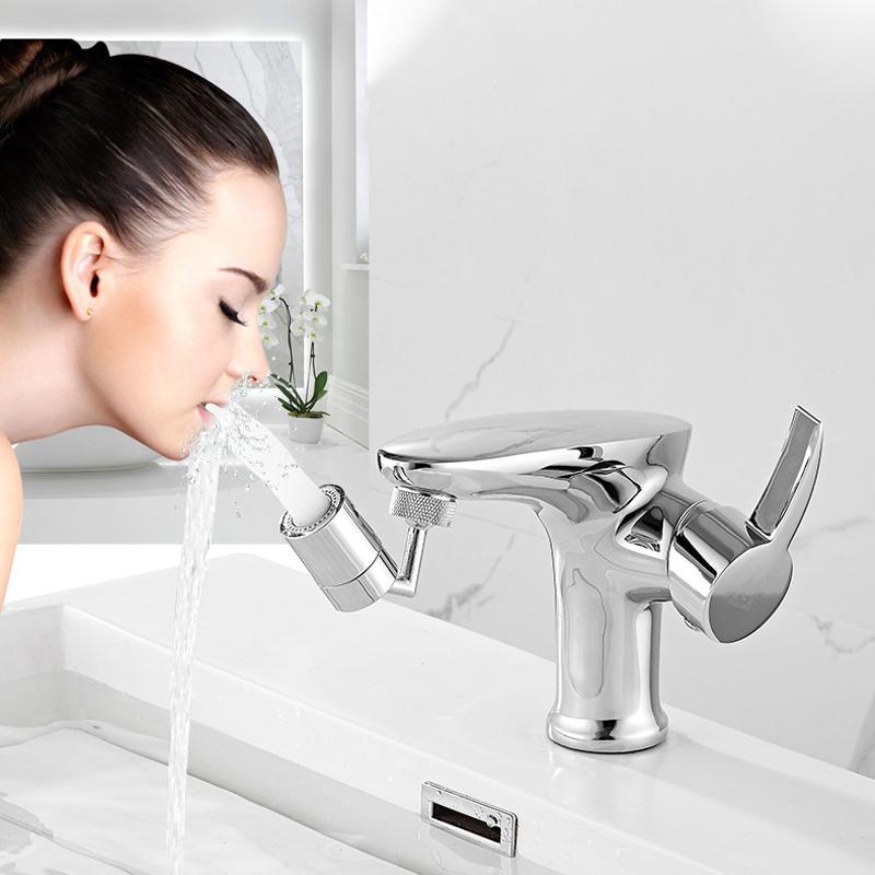 Universal swivel faucet extender with spray filter for kitchen or bathroom sink, chrome finish