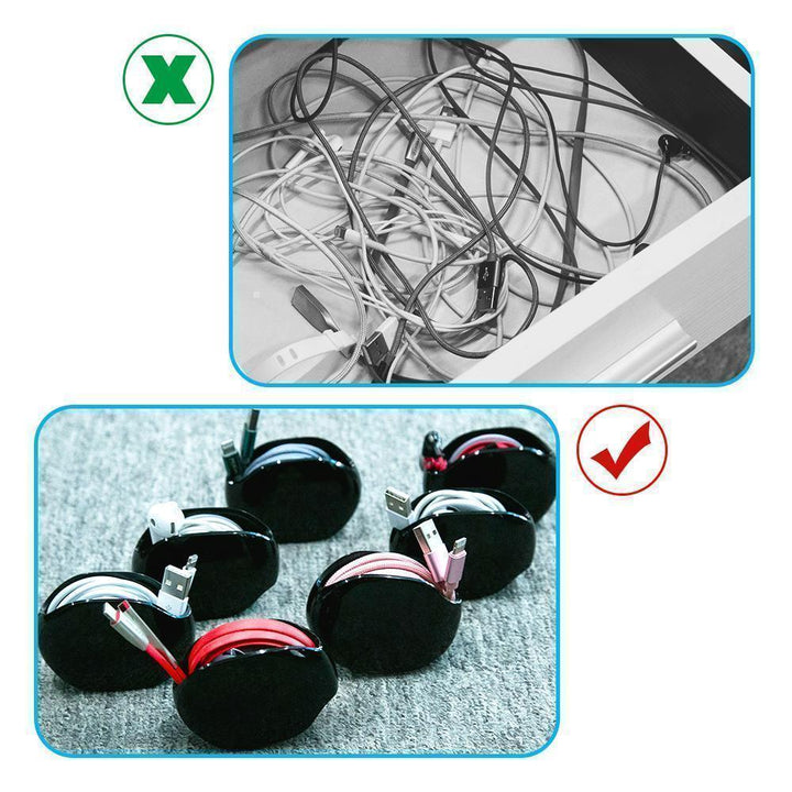 Open Tangle-Free Cable Organizer revealing space for multiple cables and earbuds