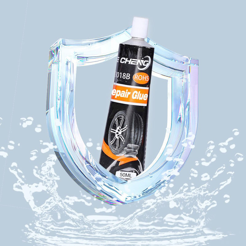 Universal tire repair kit featuring strong adhesive for quick, waterproof automotive, motorcycle, bicycle fixes
