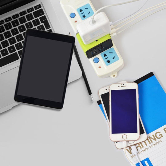 High-quality universal travel charger with 4 USB ports, a reliable tech accessory.