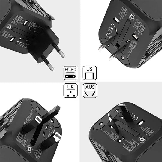 Essential multi-port travel adapter, providing global power with its 4 USB charging ports.