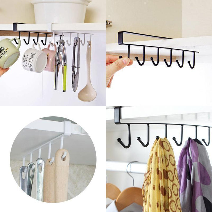Modern home storage solution: under-cabinet rack for kitchen, easy install, bathroom organizer possibility