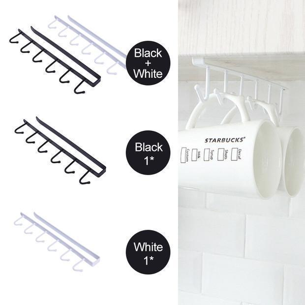 Universal under-cabinet storage rack, sleek design, maximizes space in kitchen or pantry, easy to install
