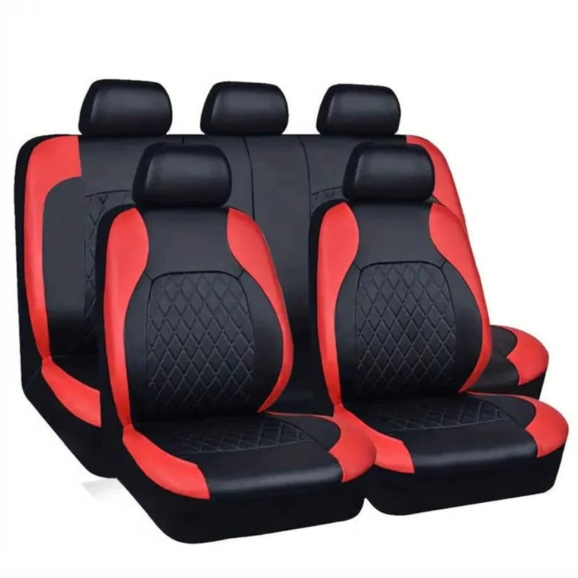 Universal waterproof PU leather car seat covers for 5 seats, protecting SUV interior from spills & scratches.