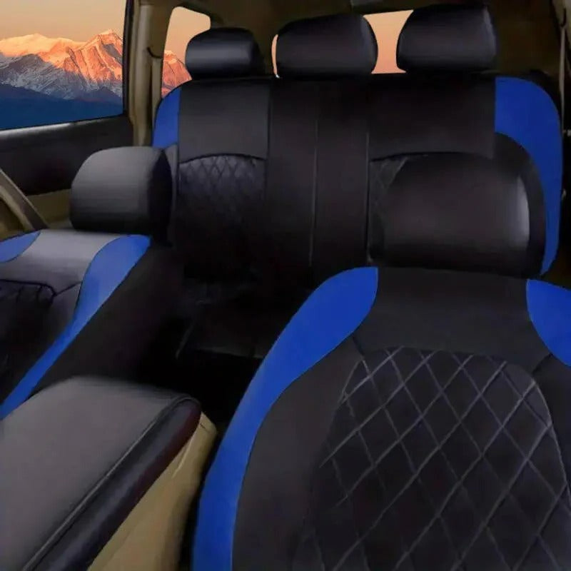 Full coverage universal waterproof car seat covers. 5 seats, PU leather protects SUV & truck interiors from wear.