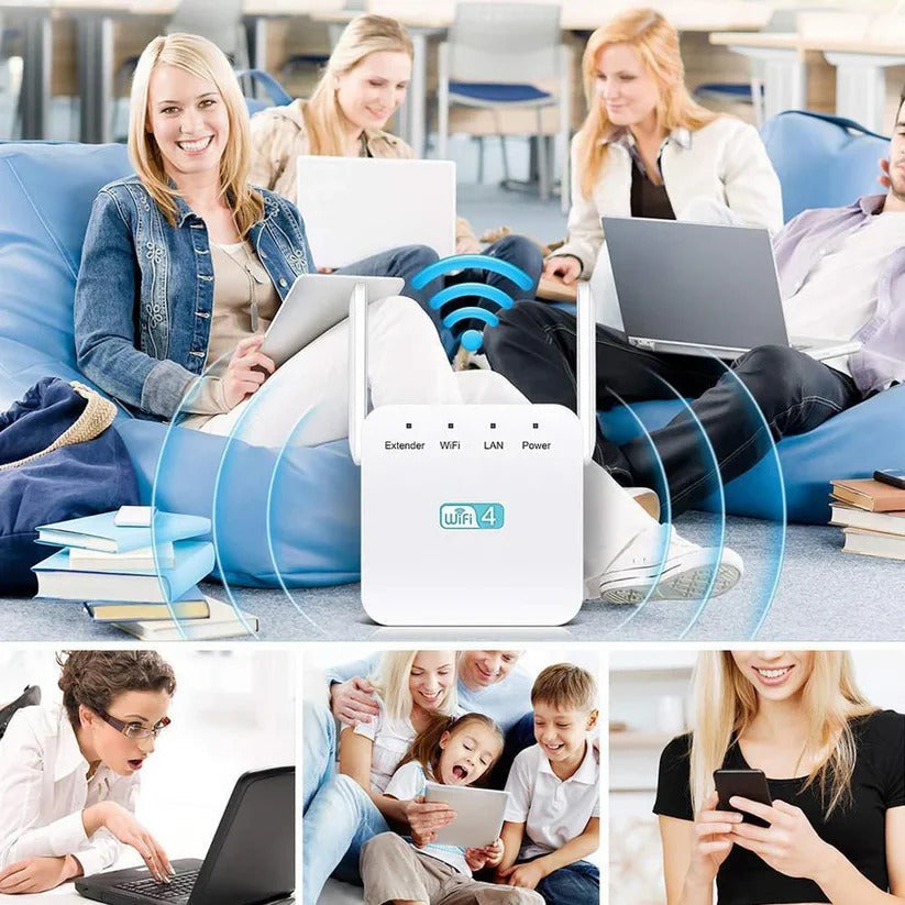 Powerful network amplifier for universal WiFi. Enhances internet, eliminates dead zones in large spaces.