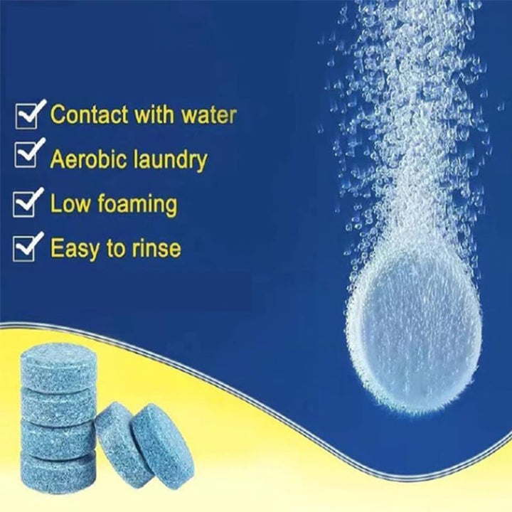 Close-up of a single Universal Wiper Fluid Tablet, compact solid cleaner for streak-free windshields