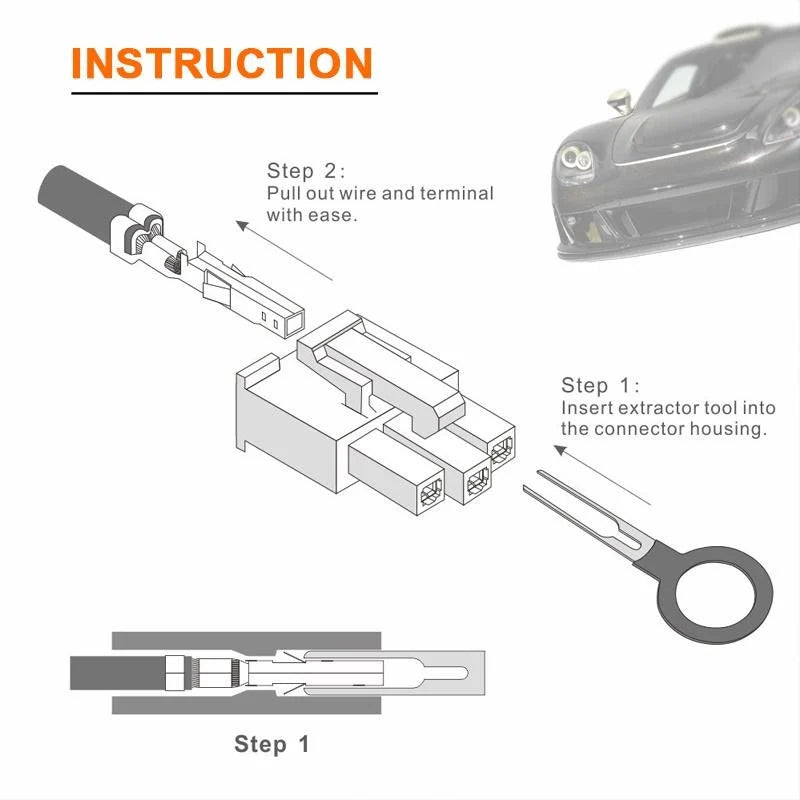 Set of universal wire terminal removal tools, essential gadgets for car accessories and repair