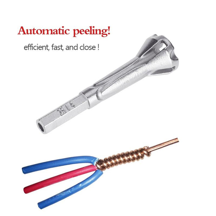 Versatile wire twisting tool accessory for power drills, speeding up electrical connections for DIY