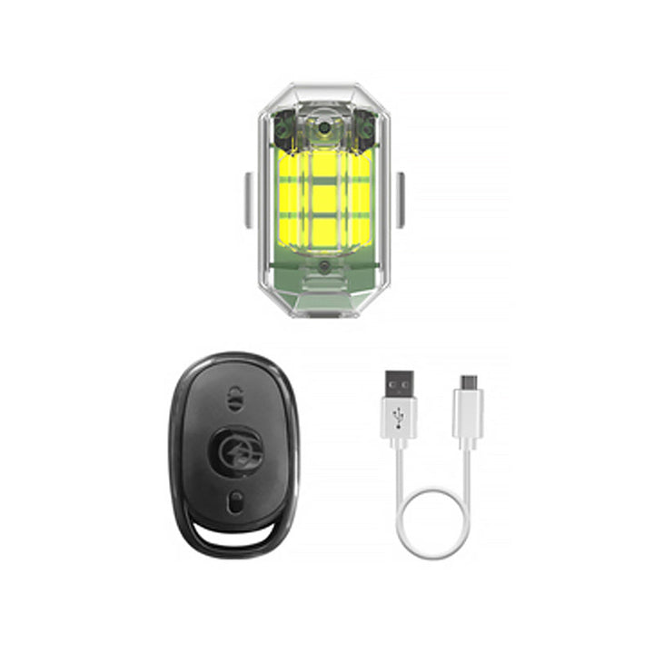 Bright LED strobe light flashing in multiple colors, demonstrating its dynamic lighting effects.