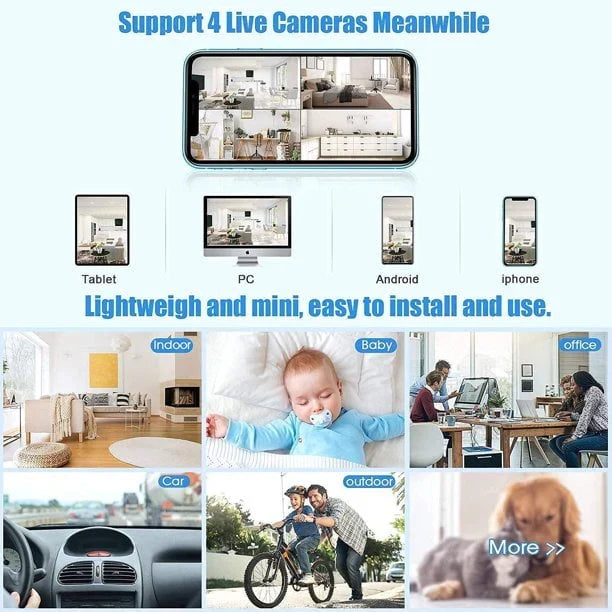 Covert 1080p mini magnetic camera for hidden security, live audio/video, ideal as a nanny cam.