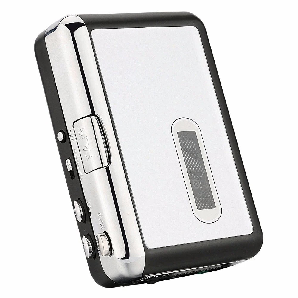 Compact USB cassette converter to digitize & save cherished music tapes as MP3 files. Preserves vintage audio.