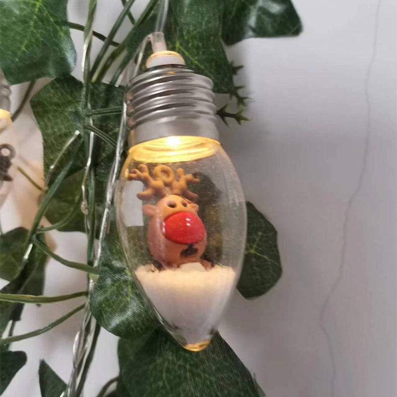 Overhead shot of USB-powered Christmas string lights arranged artistically, home decoration idea