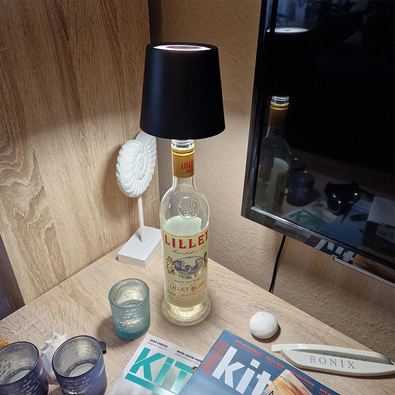 Set of two decorative bottle lamps, wireless and USB rechargeable for home decor