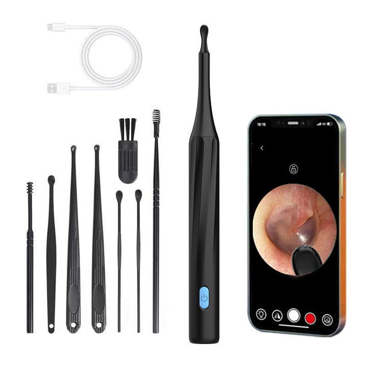 Portable ear wax removal kit, USB rechargeable, with high-definition camera for clear viewing.