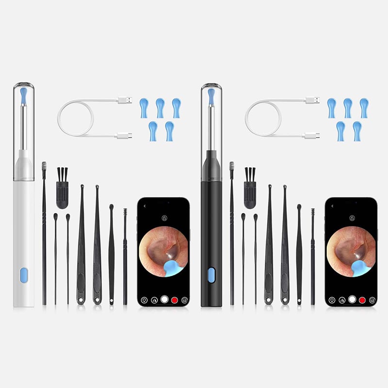 Ear health and hygiene kit: rechargeable visual ear cleaner with HD camera and WiFi scope.
