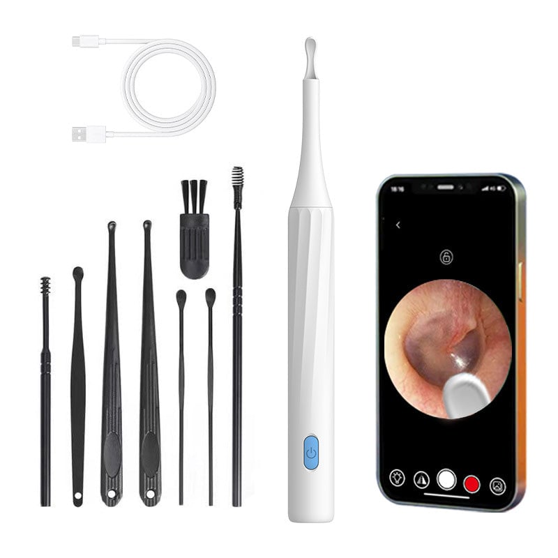 Smart ear cleaning kit: USB rechargeable, HD camera, and WiFi scope for comprehensive ear health.