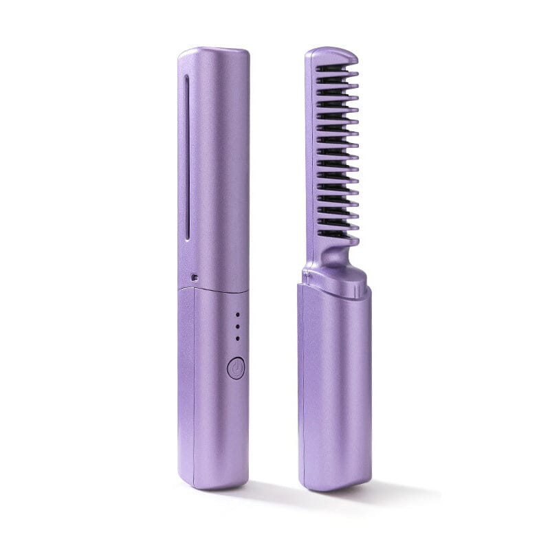 Rechargeable mini hair straightener brush, a compact styling tool for smooth, straight hair anytime, anywhere.