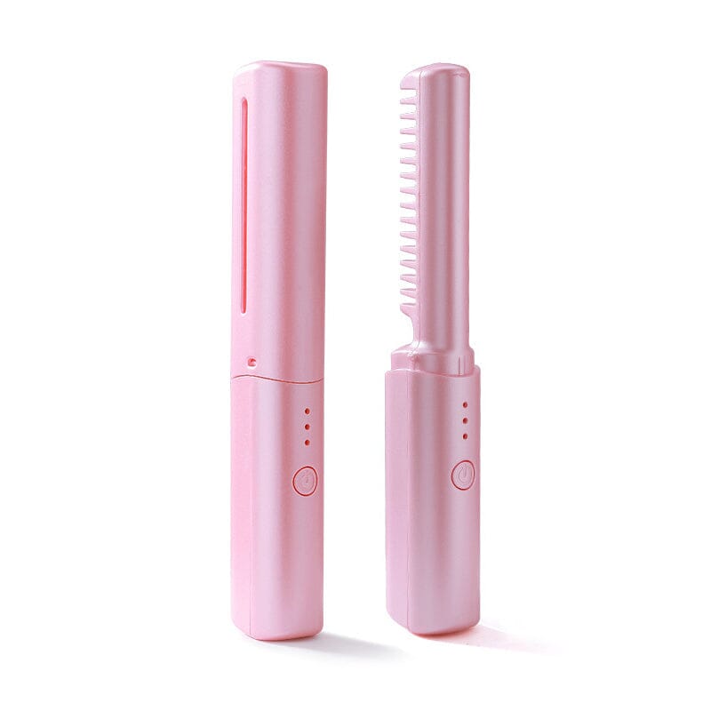 USB-powered hair straightening comb, ideal for quick styling & touch-ups, a must-have for travel haircare.