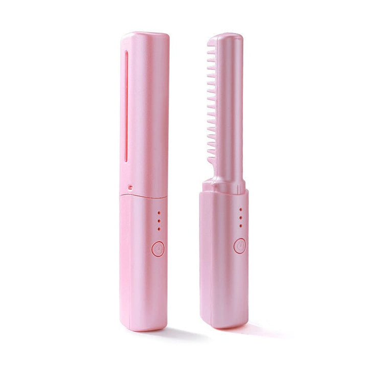 USB-powered hair straightening comb, ideal for quick styling & touch-ups, a must-have for travel haircare.