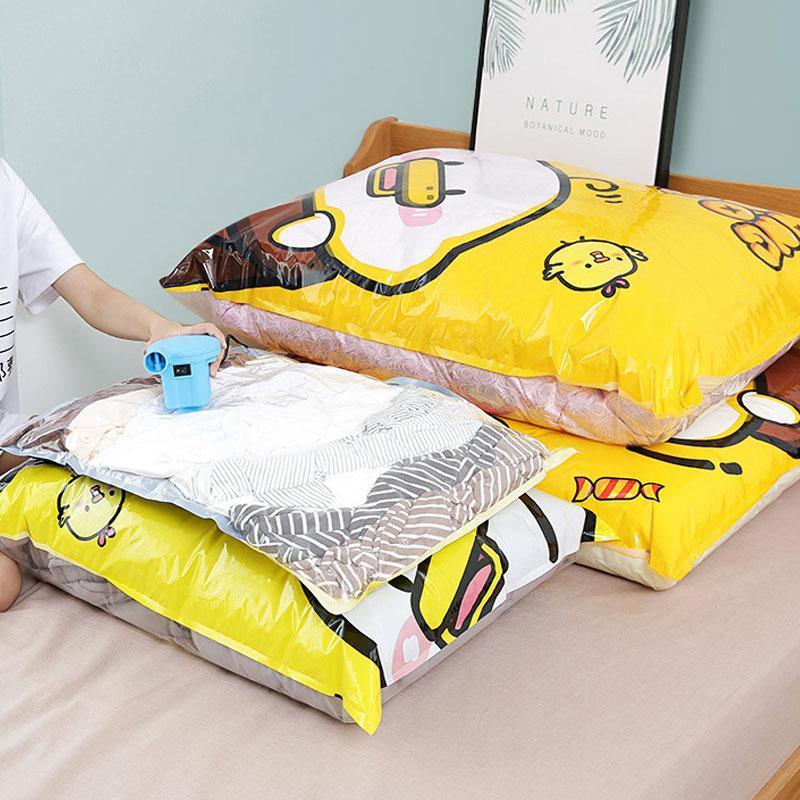 Set of vacuum seal storage bags demonstrating their effectiveness in compressing bulky items