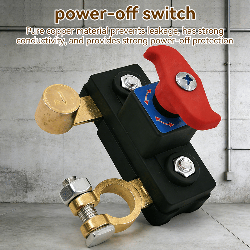 Car battery switch with brass terminals, heavy-duty leak protector for vehicle safety