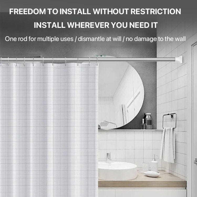 Silver stainless steel telescopic rod for clothing storage, no drilling required for installation