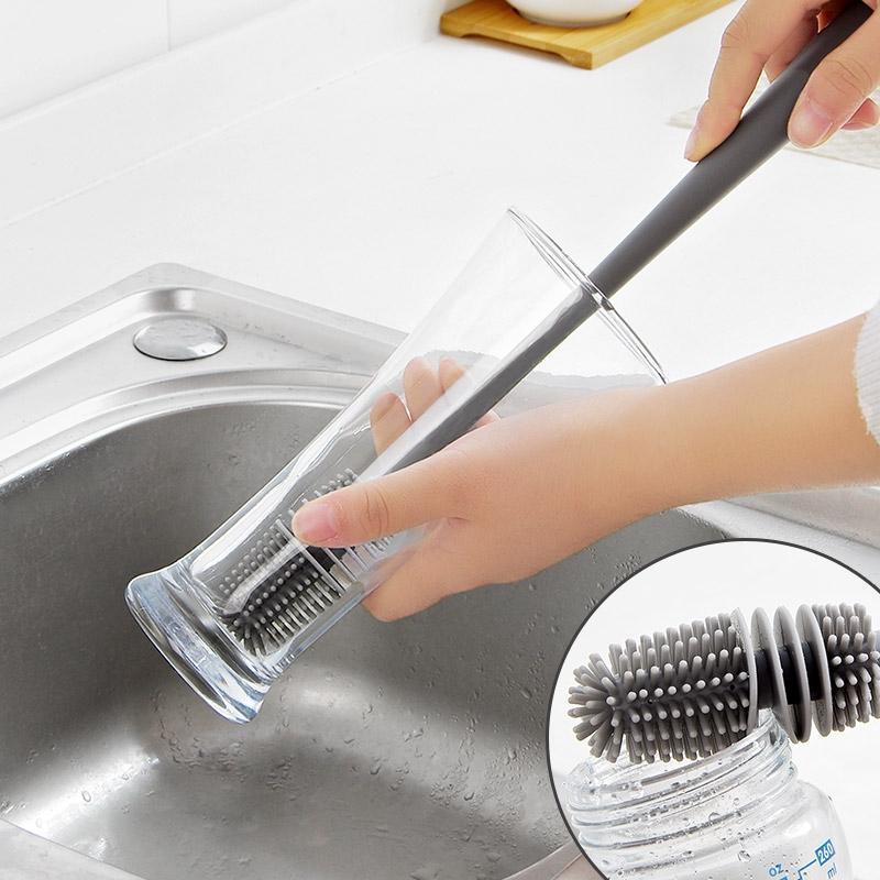 Versatile bottle & cup cleaning brush with long handle, ideal for kitchen household utensil cleaning