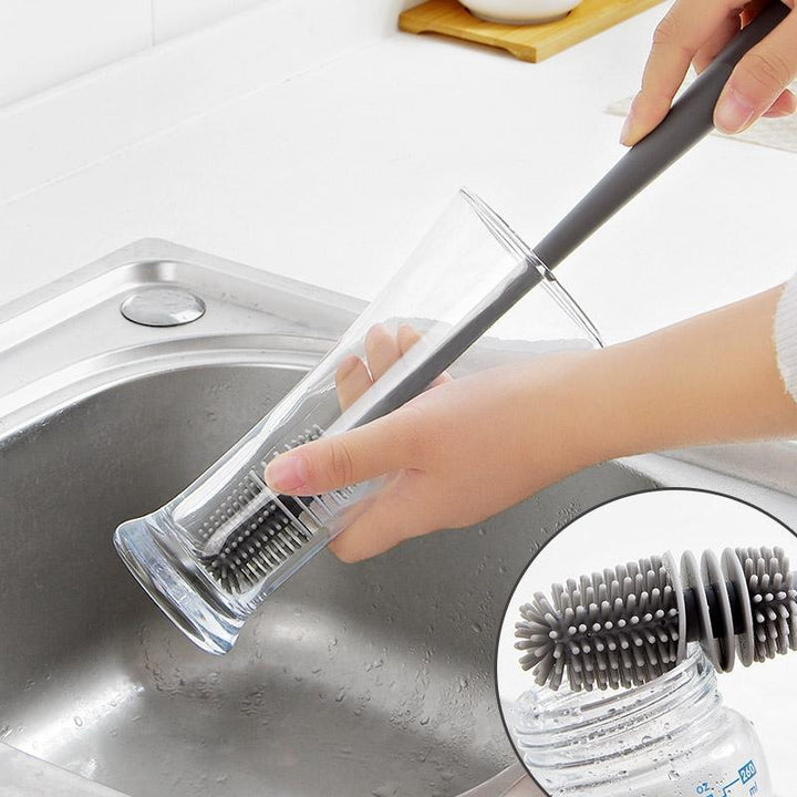 Versatile bottle & cup cleaning brush with long handle, ideal for kitchen household utensil cleaning