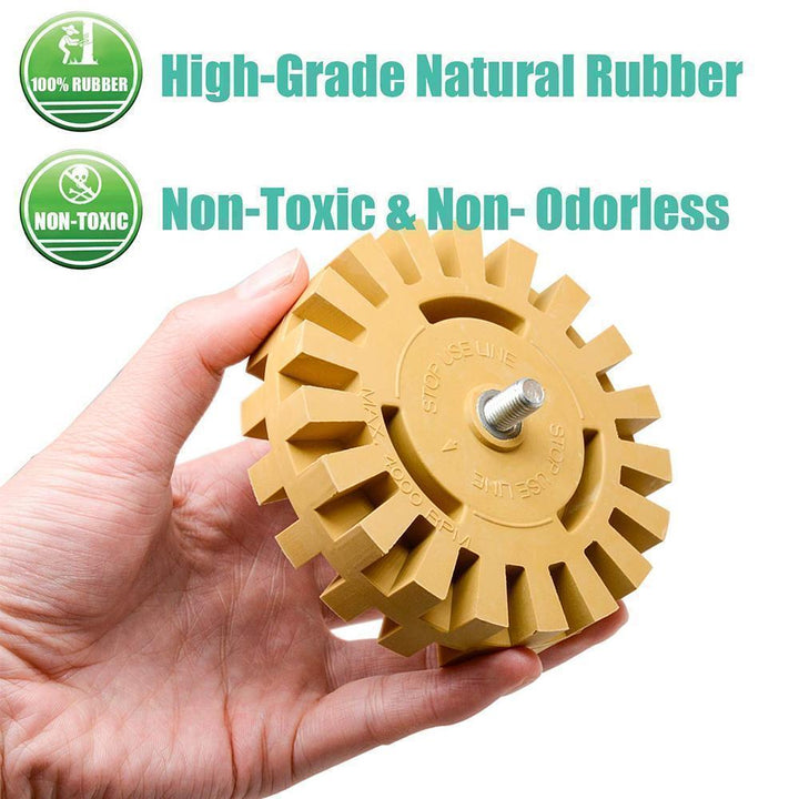 Close-up of decal removal wheel, essential automotive tool accessory for pinstripe removal