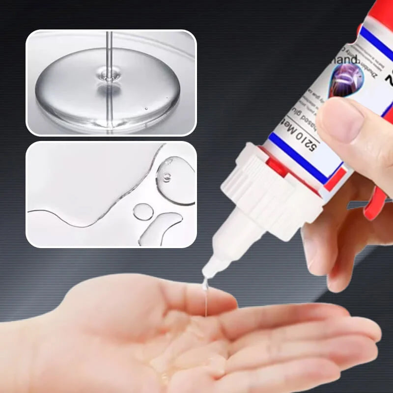 Glue bottle with applicator tip, ready for precise application on various repair surfaces