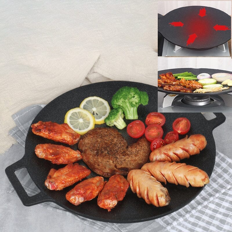 Aluminum alloy non-stick grill pan perfect for indoor stovetop grilling and outdoor camping