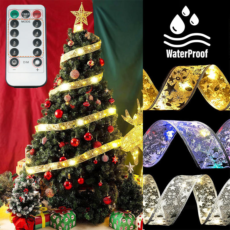 Versatile Ribbon LED Christmas Tree Lights, warm white glow, perfect for festive home decor