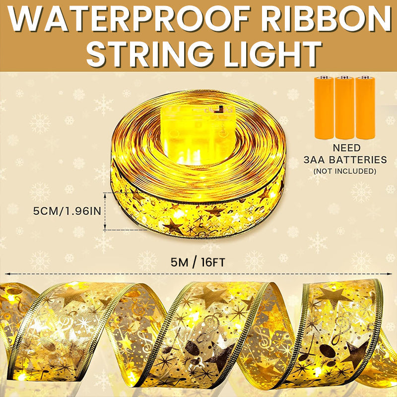 Bright Ribbon LED Christmas Tree Lights, showcasing their versatility and warm illumination