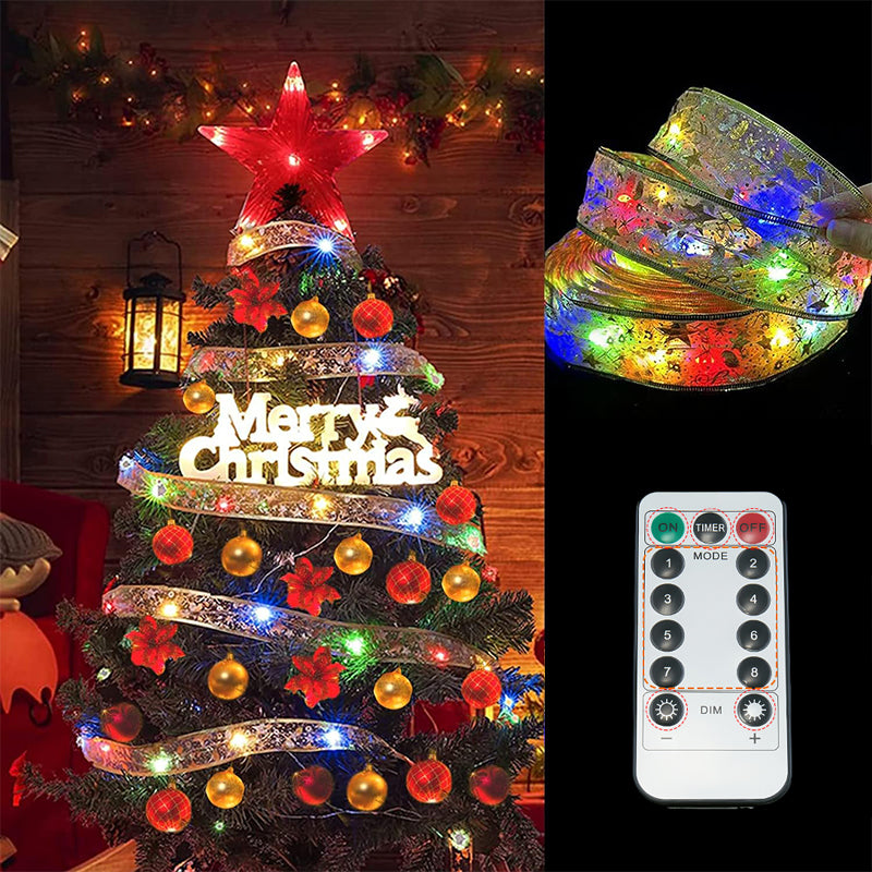 Assortment of Ribbon LED Christmas Tree Lights, available in various lengths for decor