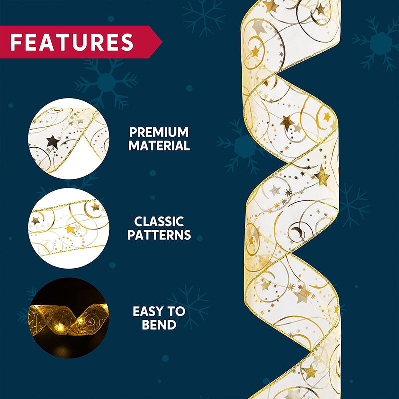 Warm white Ribbon LED string lights, excellent for Christmas home decor and celebrations