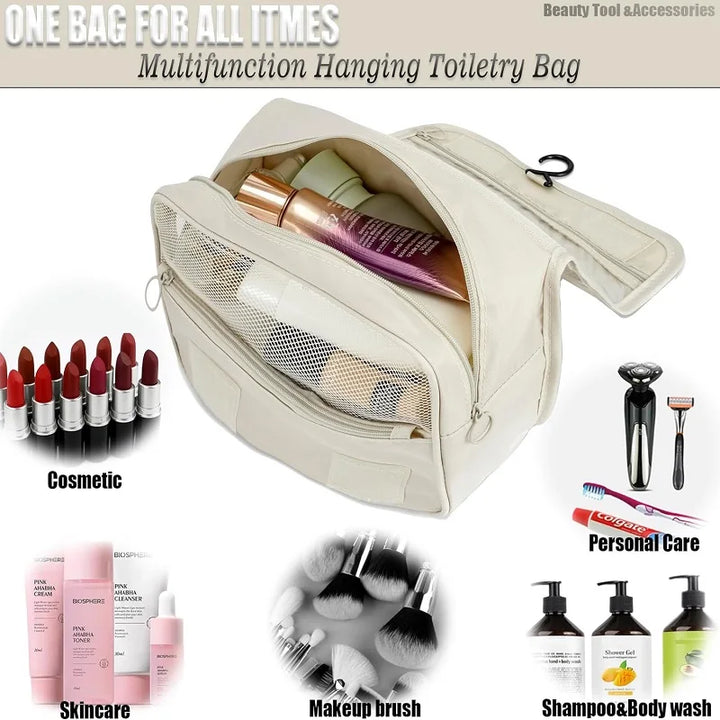 Water-resistant travel toiletry bag, keeping your personal care items safe and dry during trips.