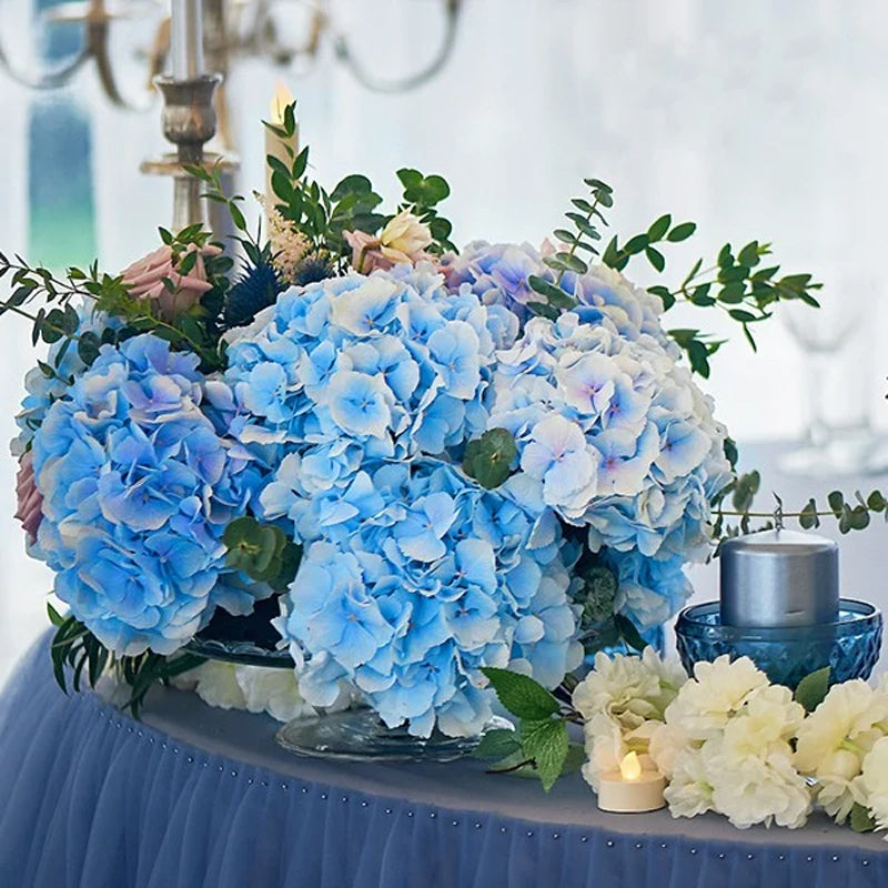 Elegant artificial hydrangea bouquet, suitable for outdoor decor or garden decoration, no maintenance required.