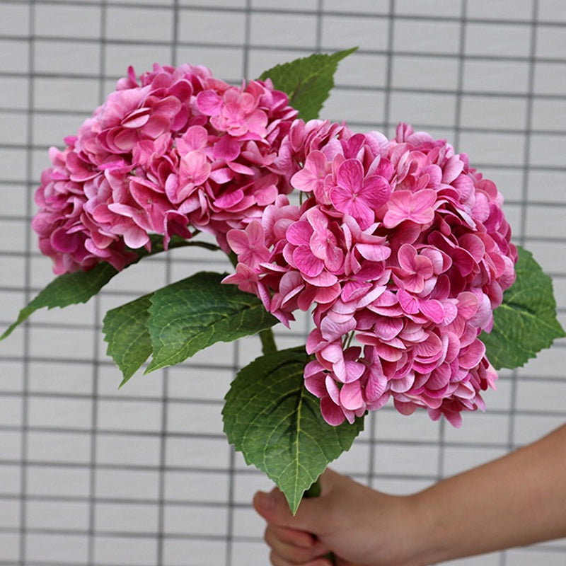 Realistic blue artificial hydrangea bouquet, perfect for adding a touch of serene home decor.