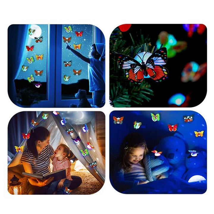 Glowing 3D butterfly wall decor set, offering soft illumination and a decorative touch to interiors