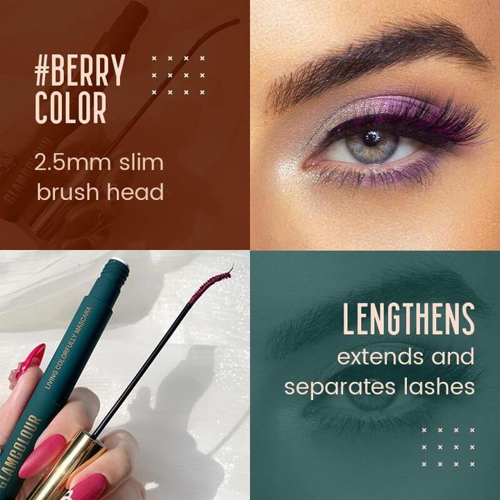 Pink colored waterproof skinny mascara tube, highlighting its long-lasting and beauty benefits