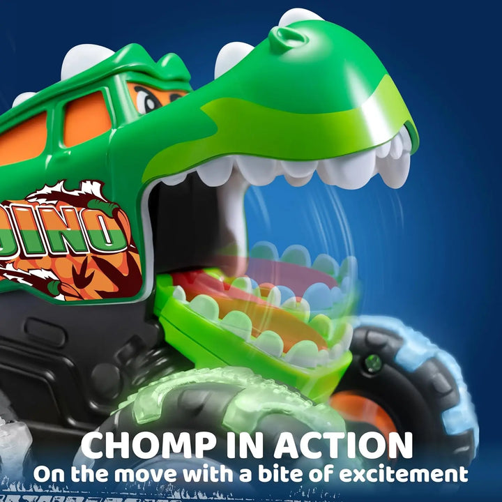 Colorful RoarRoller press and go toy trucks, durable and engaging light-up monster trucks for toddlers.
