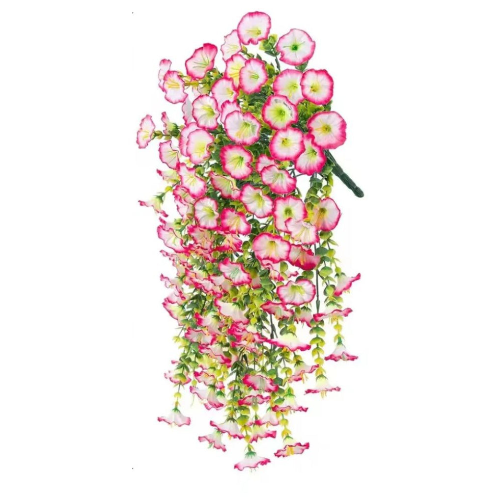 Decorative UV-resistant artificial morning glory garland for wall decor. Realistic fake flowers add charm to any room.