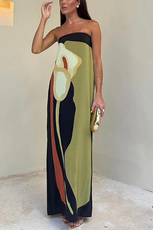 Elegant vibrant maxi dress for women, ideal as a flowing wedding guest or holiday resort wear.