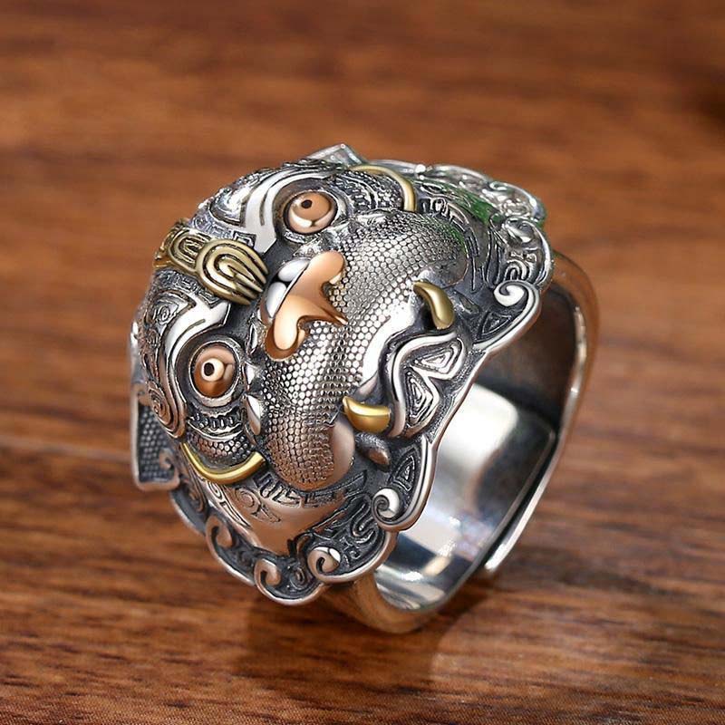 Elegant vintage Pixiu adjustable ring, symbolizing fortune and good luck, Unisex fashion